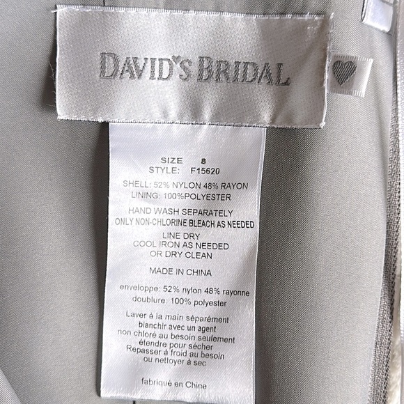 DAVID’S BRIDAL Grey Formal Strapless Dress - Picture 6 of 8